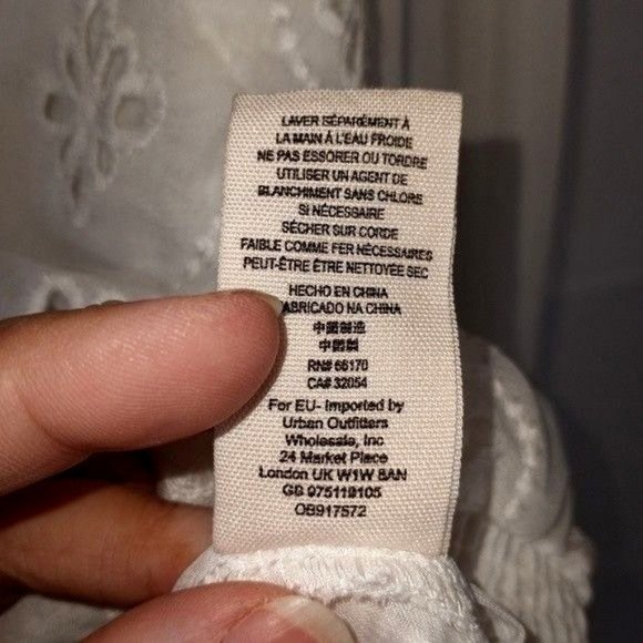 Free People Flowy Crop Semi Sheer Ruffle Eyelet Blouse S White - Picture 5 of 12